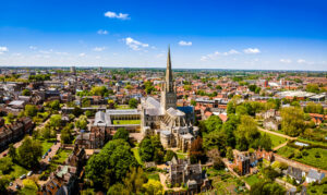 aerial view of norfolk city